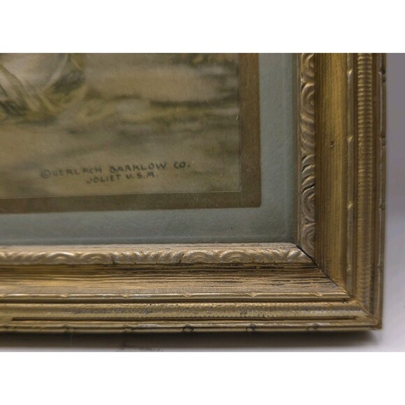 Vintage Framed Zula Kenyon Art Print Girl With Bluebird 12 X 15 - Picture 4 of 7